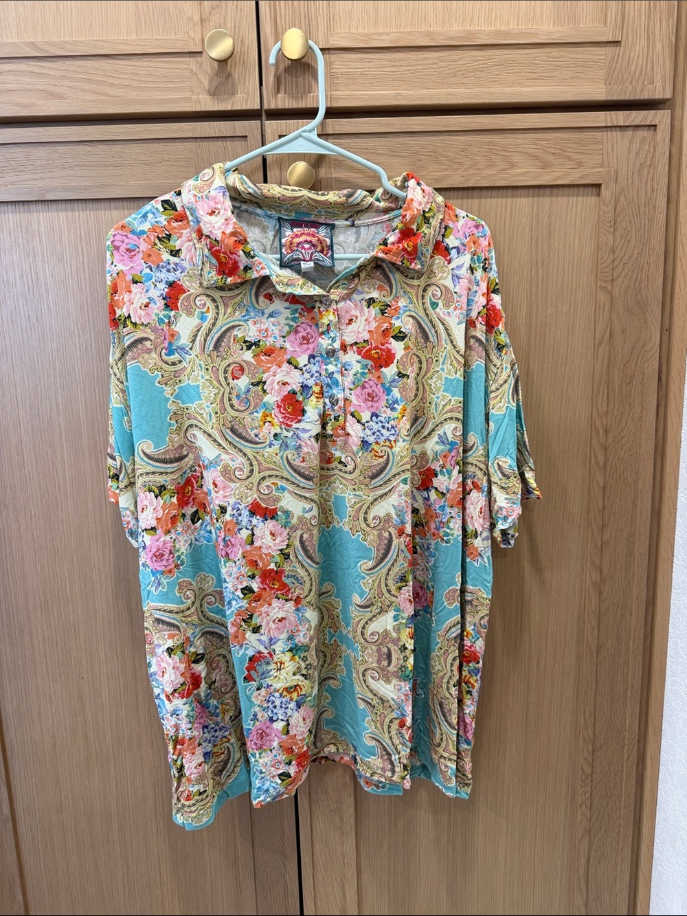 Johnny Was Multicolor Floral Paisley Button-Up Shirt